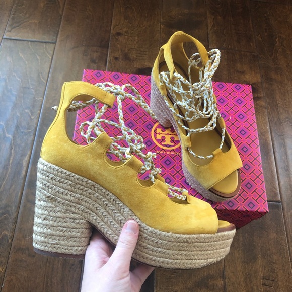 tory burch yellow espadrilles